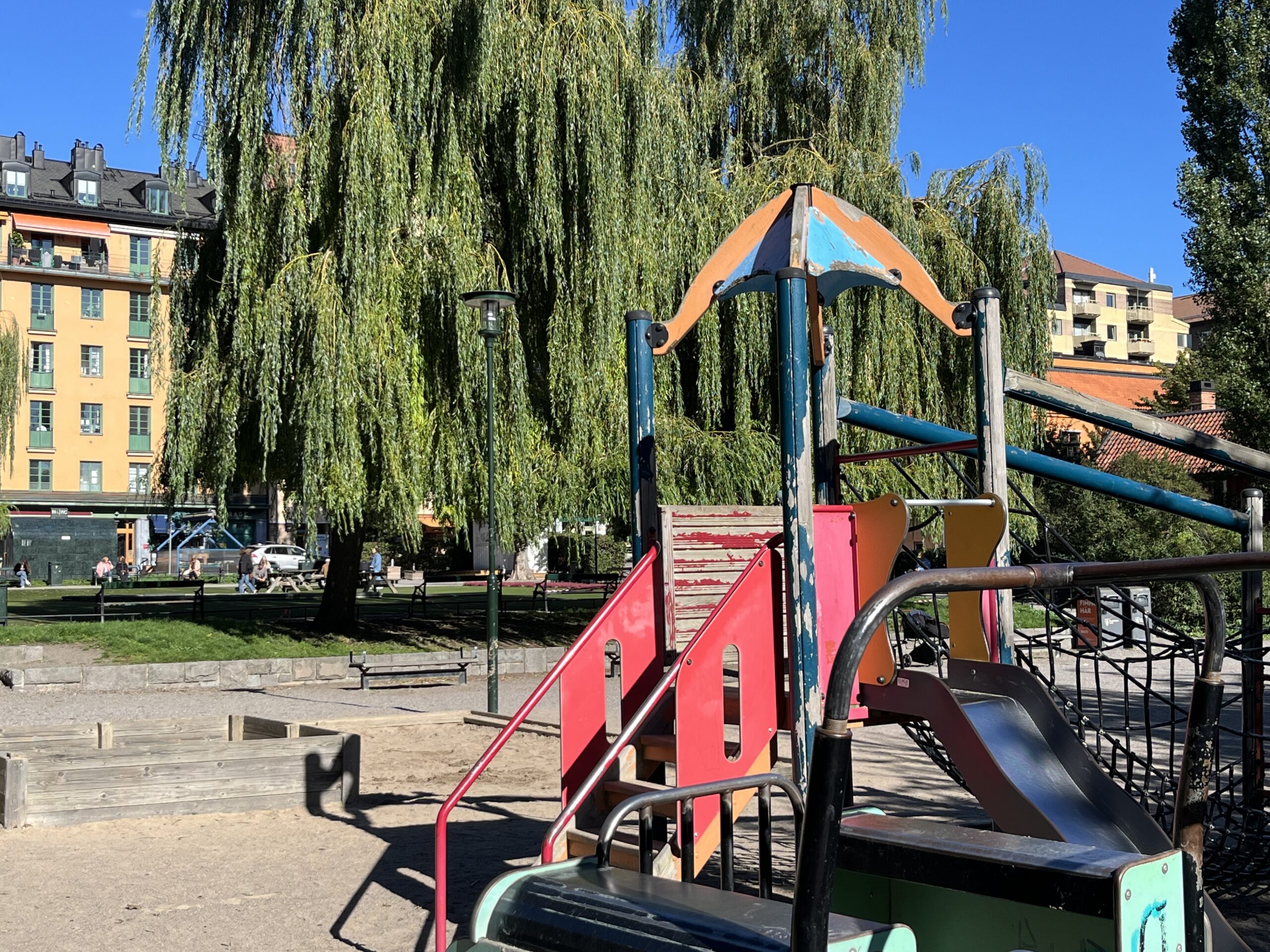 Image shows a playground for kids in Stockholm