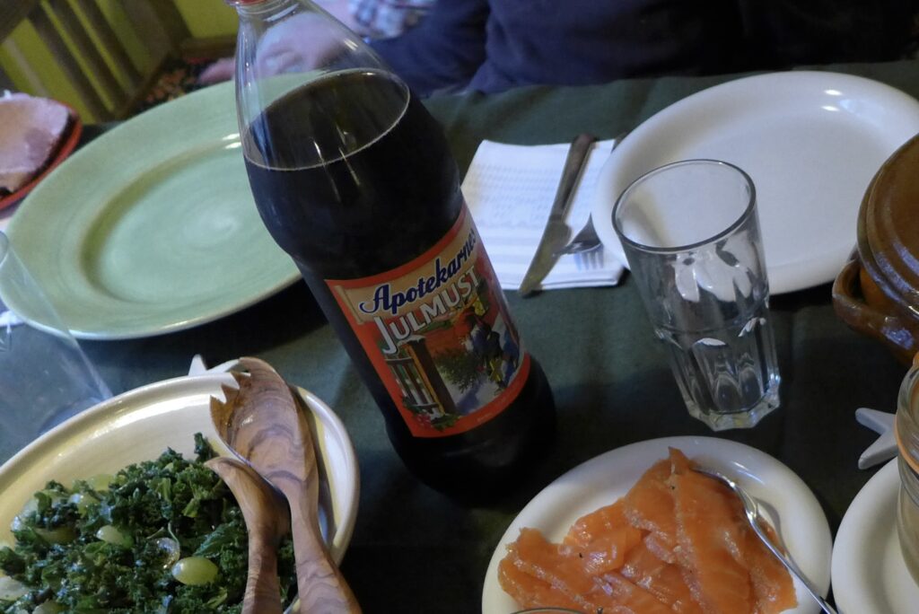 image shows Swedish holiday soda Julmust