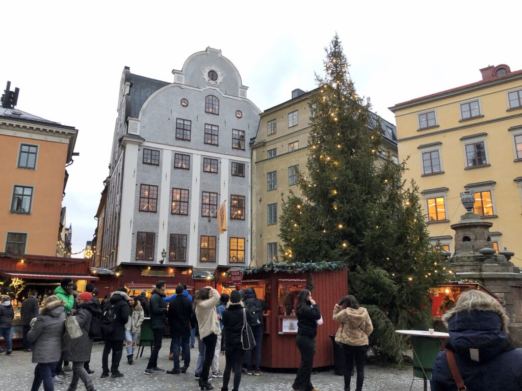 image shows a Christmas market in Stockholm - Julmarknad