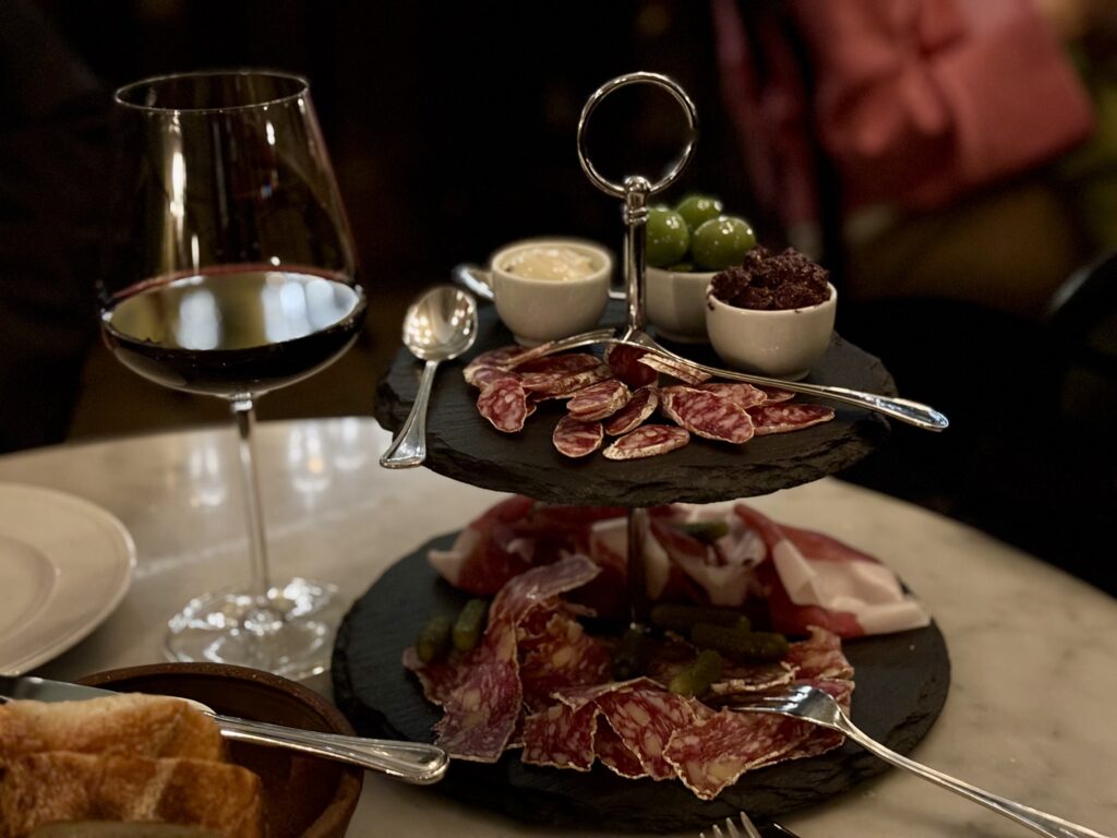 image shows a charcuterie plate from the restaurant cafe cuvee in Stockholm 