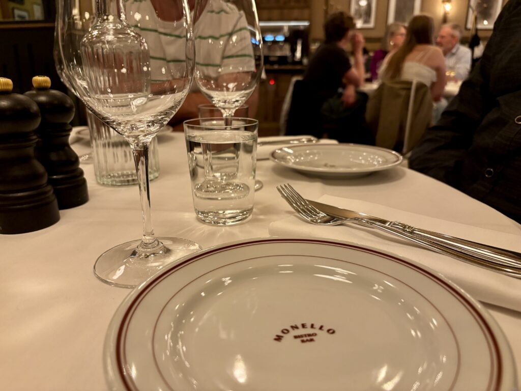 image shows table setting at Bistro Monello on Södermalm in Stockholm