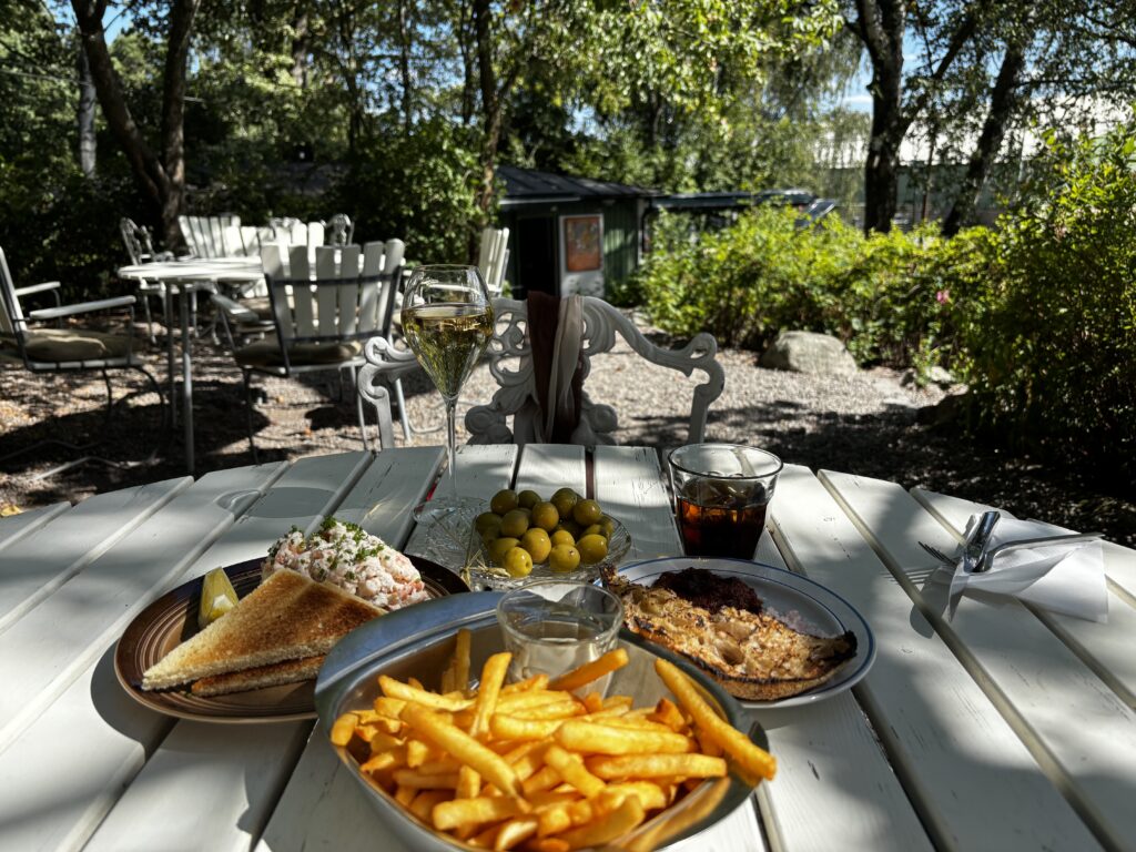 Image is of food at Cafe Harpaviljongen in Stockholm