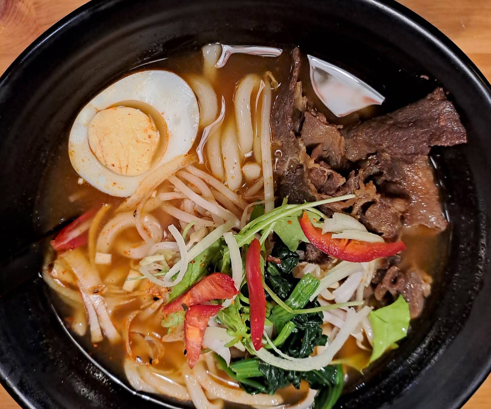image shows a bowl of beef udon from GoChoo restaurant in Stockholm